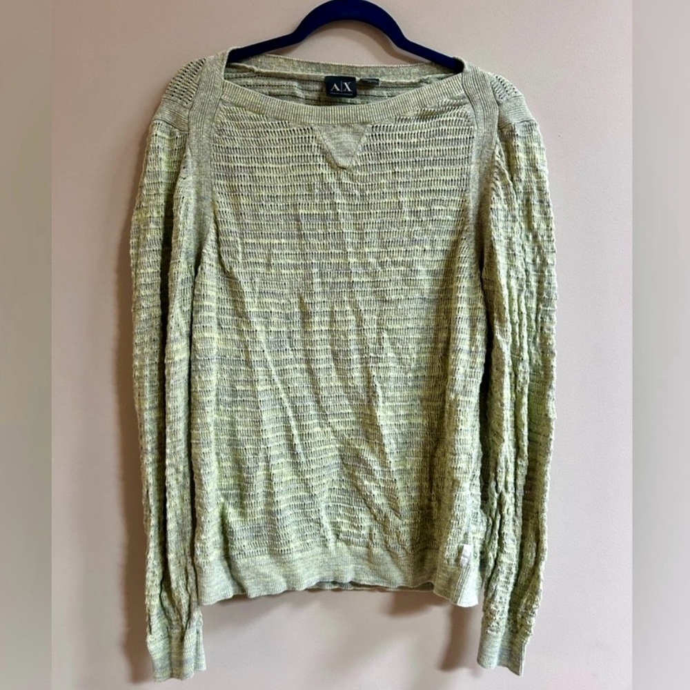 2013 Armani Exchange Cotton & Linen Blend Knit Long Sleeve Sweater Y2K Style Top